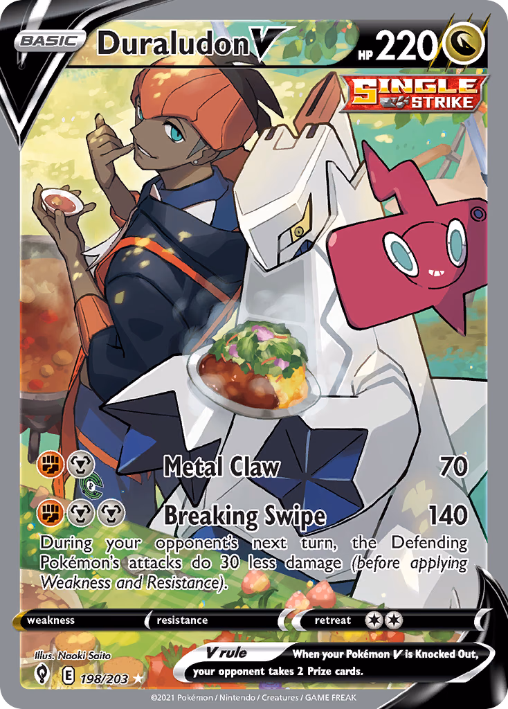 Duraludon V Pokemon card (198/203, Evolving Skies)