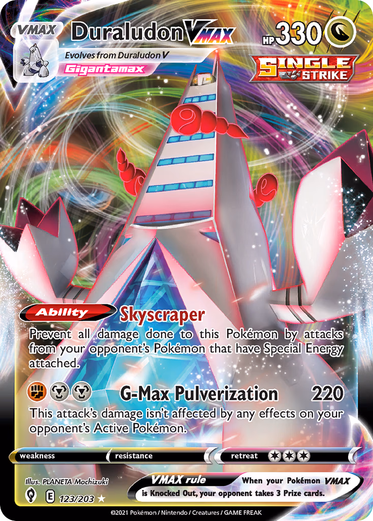 Duraludon VMAX Pokemon card (123/203, Evolving Skies)