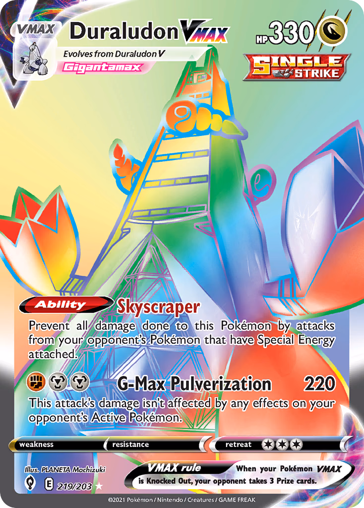 Duraludon VMAX Pokemon card (219/203, Evolving Skies)