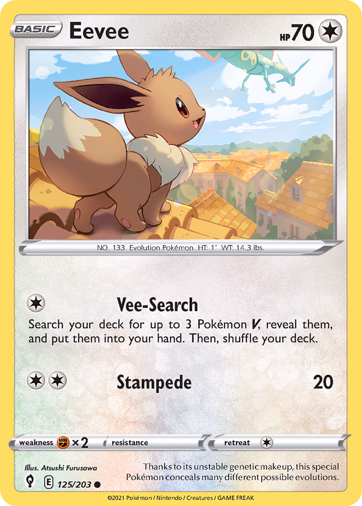 Eevee Pokemon card (125/203, Evolving Skies)