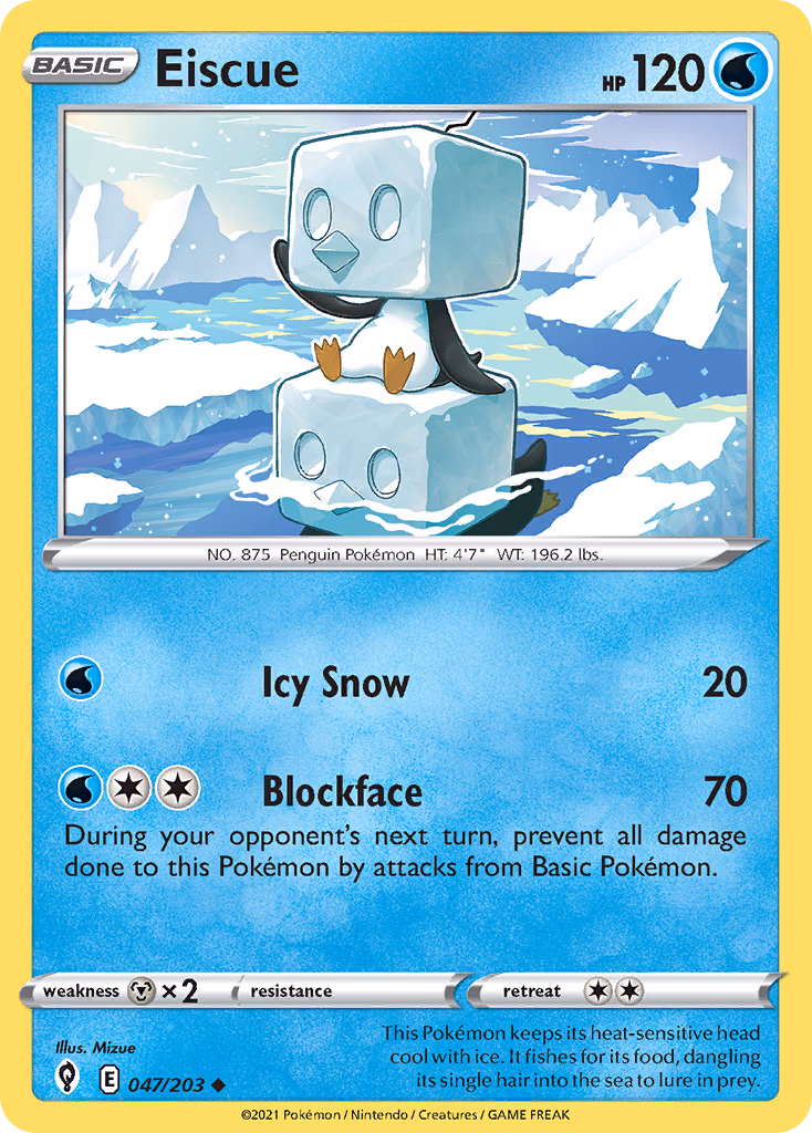 Eiscue Pokemon card (047/203, Evolving Skies)