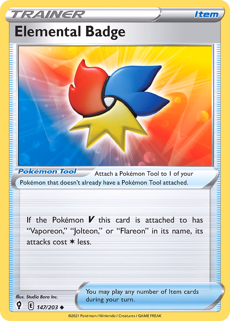 Elemental Badge Pokemon card (147/203, Evolving Skies)