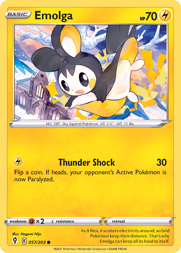 Emolga Pokemon card (057/203, Evolving Skies)