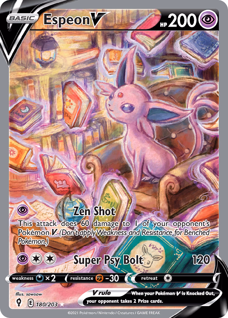 Espeon V Pokemon card (180/203, Evolving Skies)