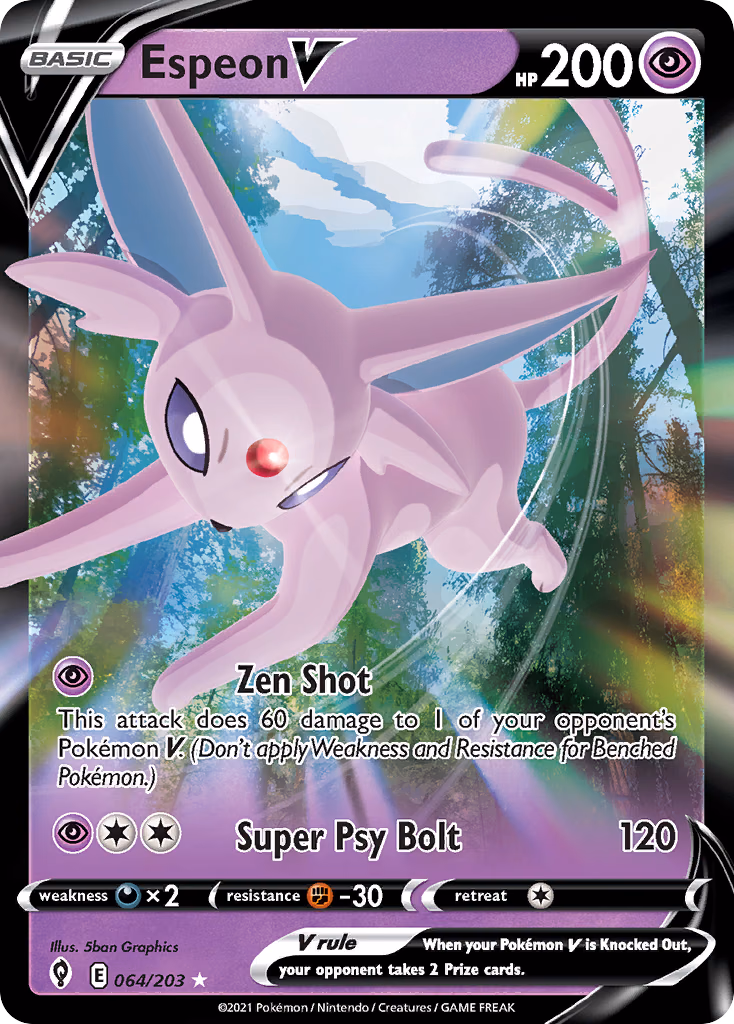Espeon V Pokemon card (064/203, Evolving Skies)