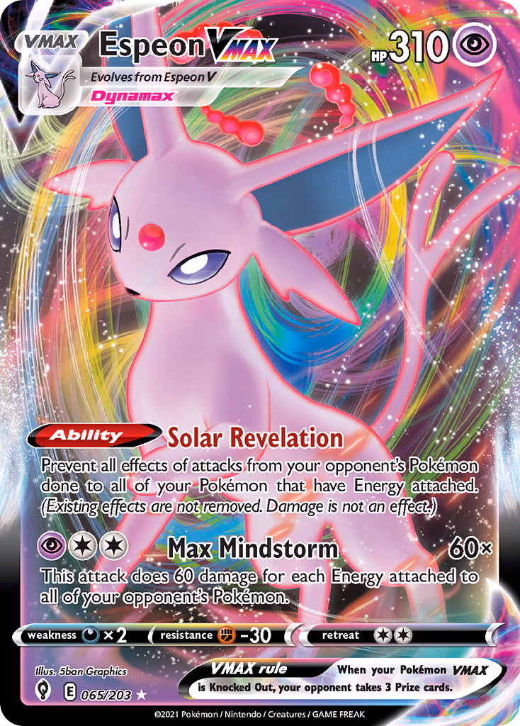 Espeon VMAX Pokemon card (065/203, Evolving Skies)