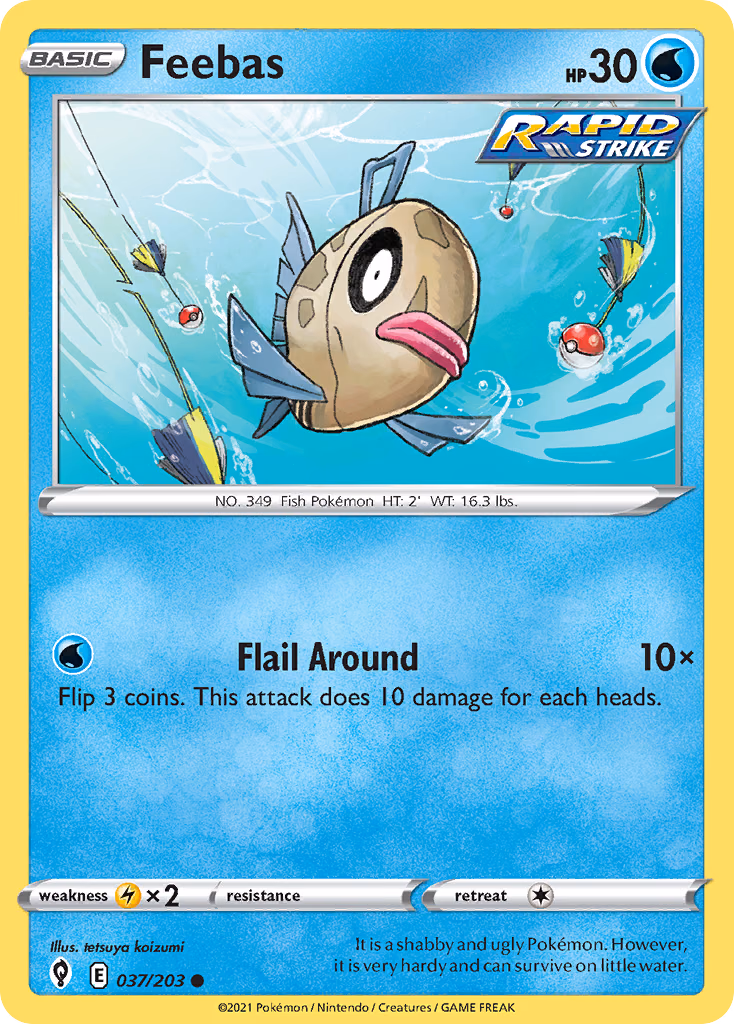 Feebas Pokemon card (037/203, Evolving Skies)