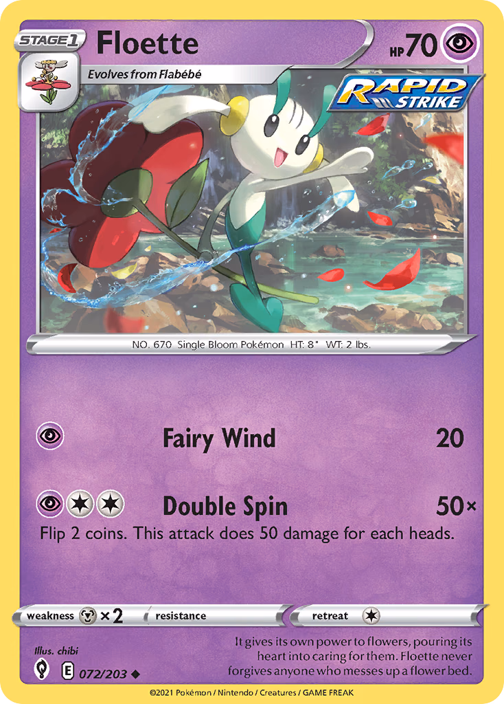 Floette Pokemon card (072/203, Evolving Skies)