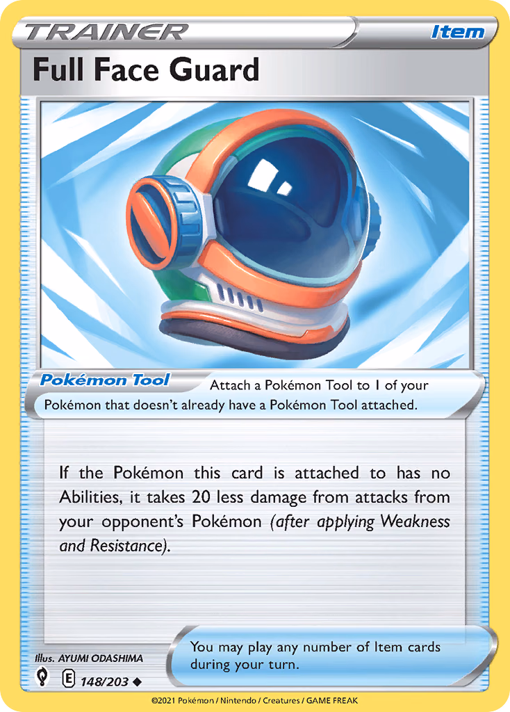 Full Face Guard Pokemon card (148/203, Evolving Skies)