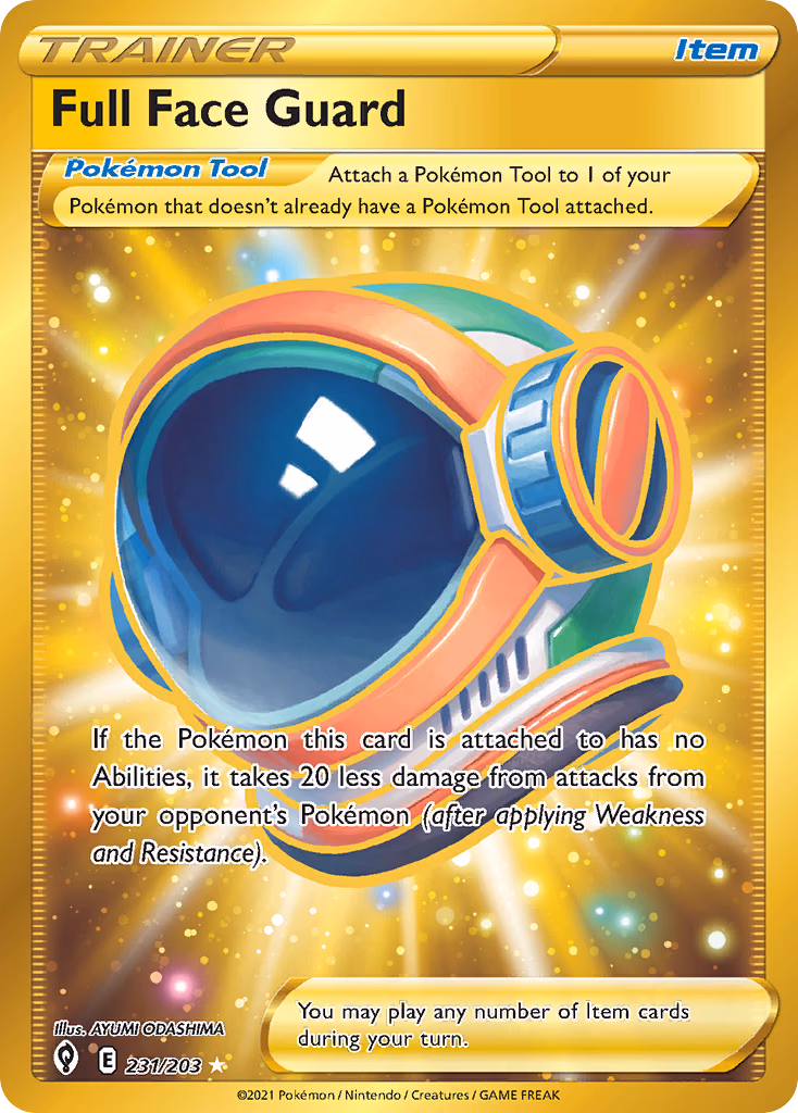 Full Face Guard Pokemon card (231/203, Evolving Skies)