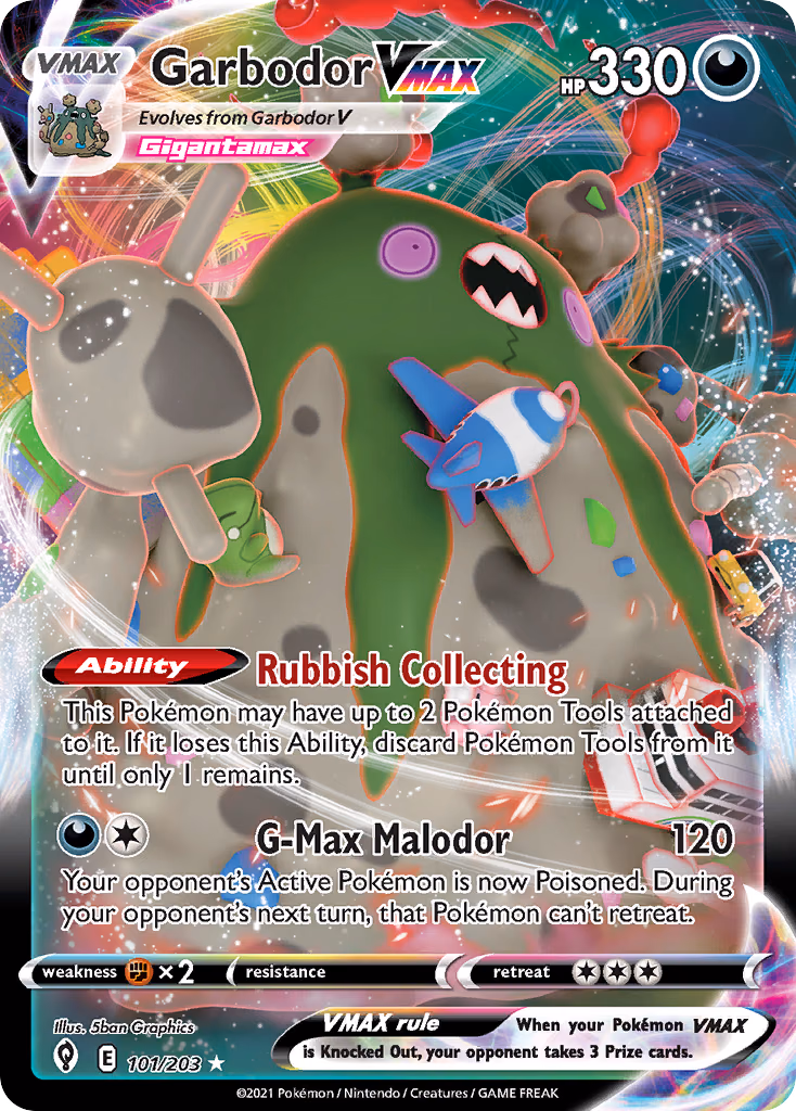 Garbodor VMAX Pokemon card (101/203, Evolving Skies)