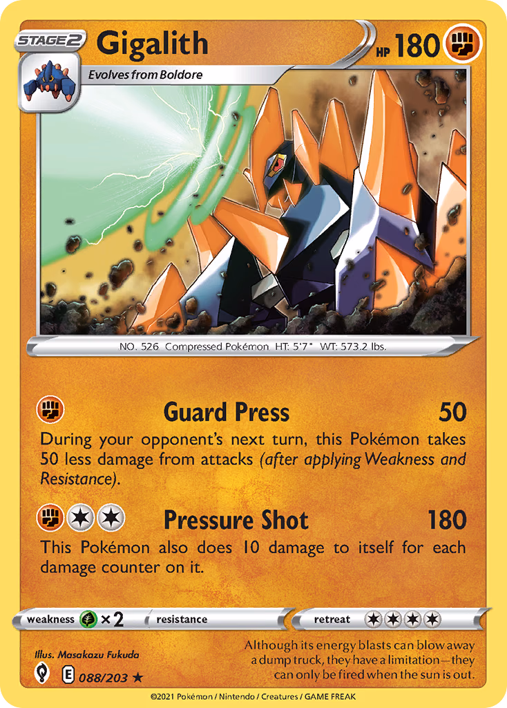 Gigalith Pokemon card (088/203, Evolving Skies)