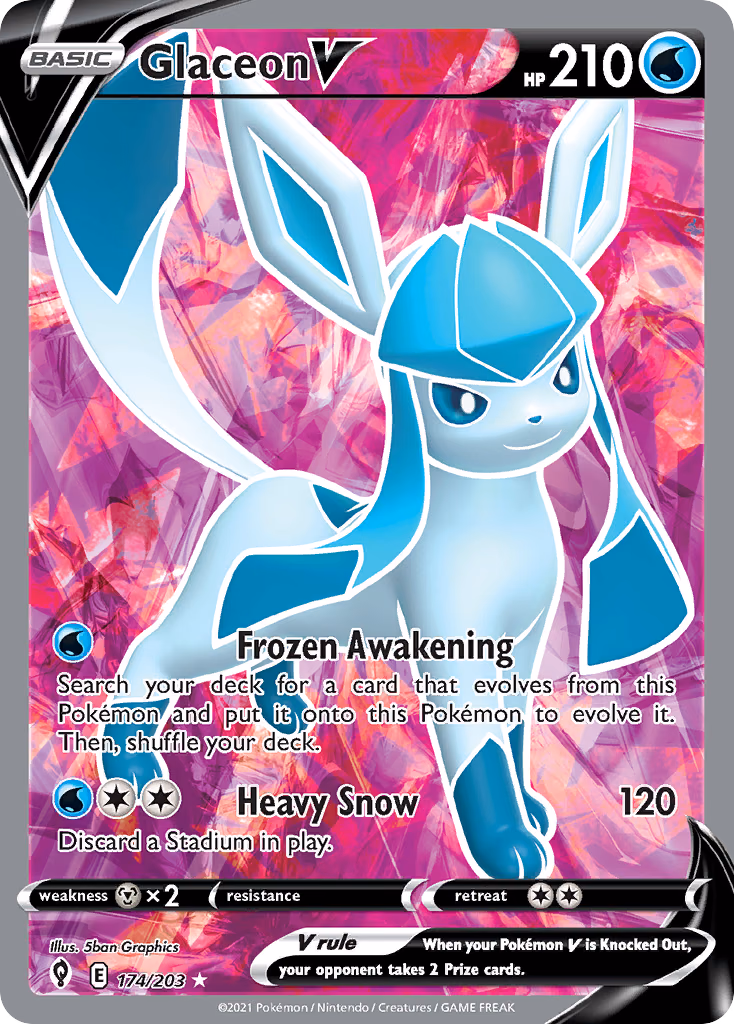 Glaceon V Pokemon card (174/203, Evolving Skies)