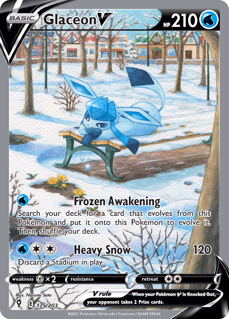 Glaceon V Pokemon card (175/203, Evolving Skies)