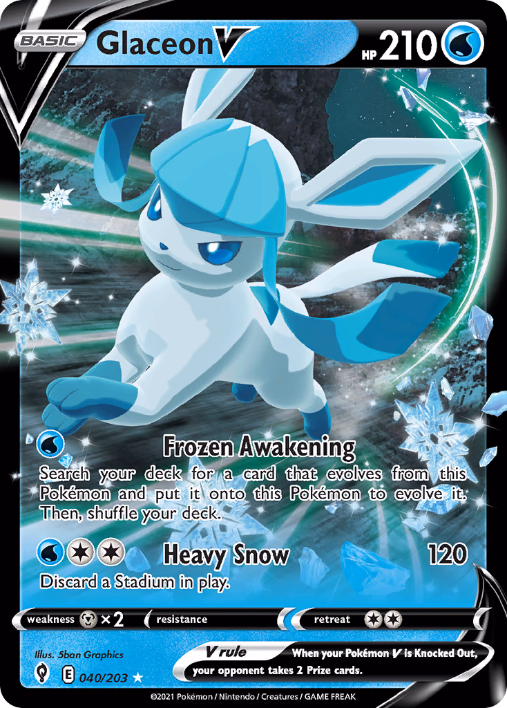 Glaceon V Pokemon card (040/203, Evolving Skies)