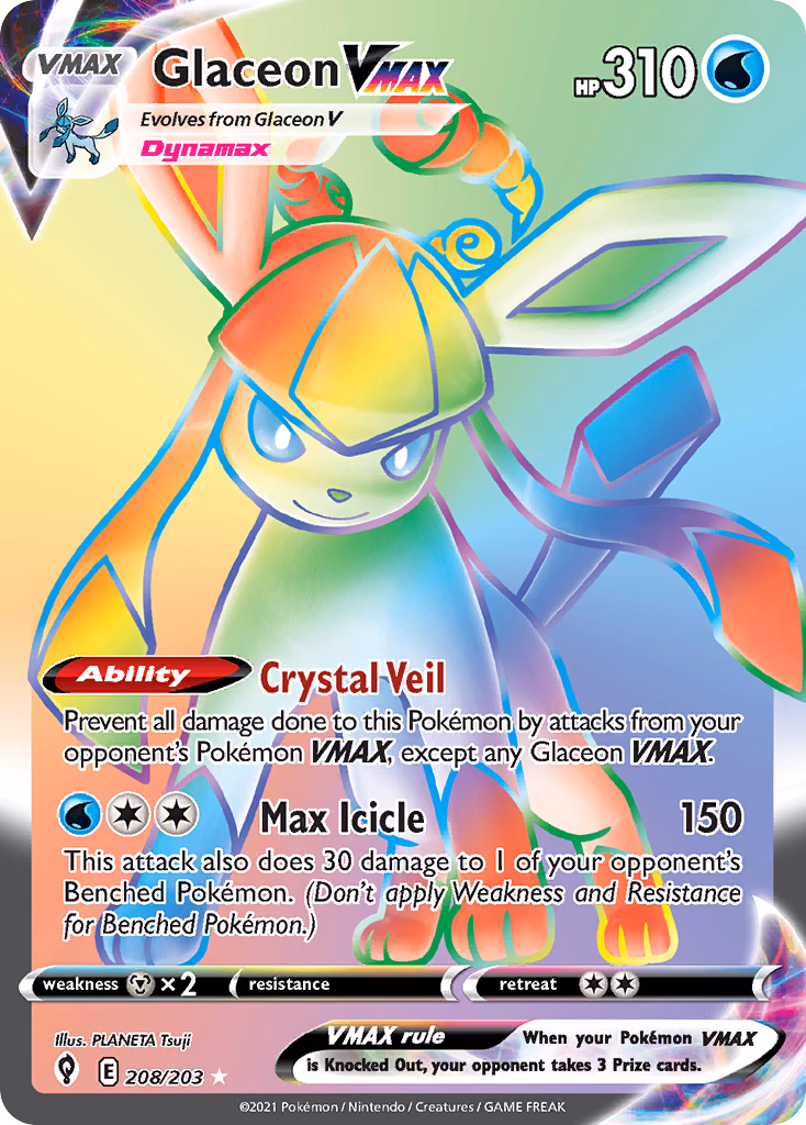 Glaceon VMAX Pokemon card (208/203, Evolving Skies)