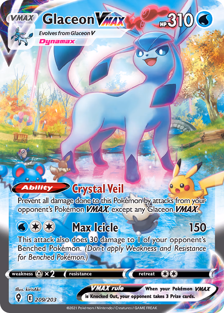 Glaceon VMAX Pokemon card (209/203, Evolving Skies)