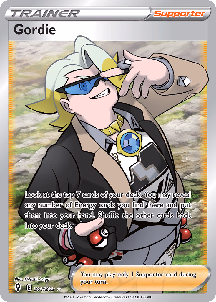 Gordie Pokemon card (201/203, Evolving Skies)