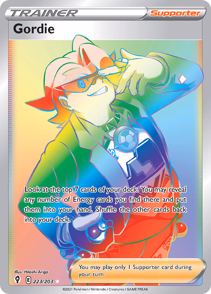 Gordie Pokemon card (223/203, Evolving Skies)