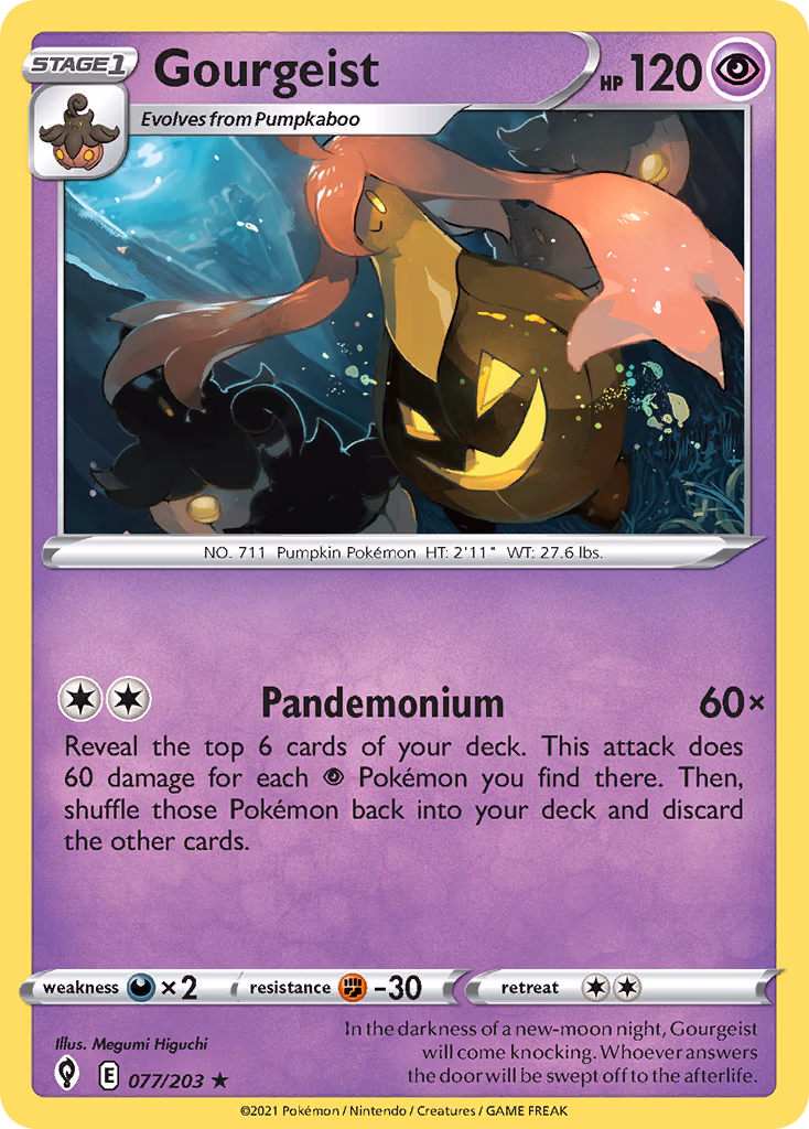 Gourgeist Pokemon card (077/203, Evolving Skies)