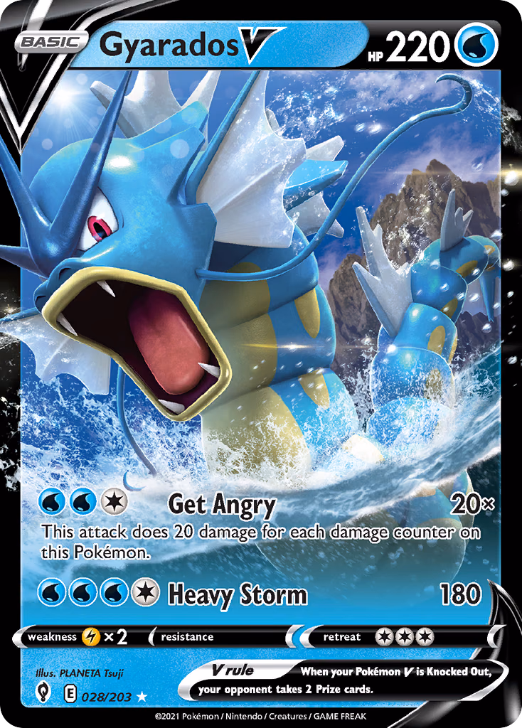 Gyarados V Pokemon card (028/203, Evolving Skies)