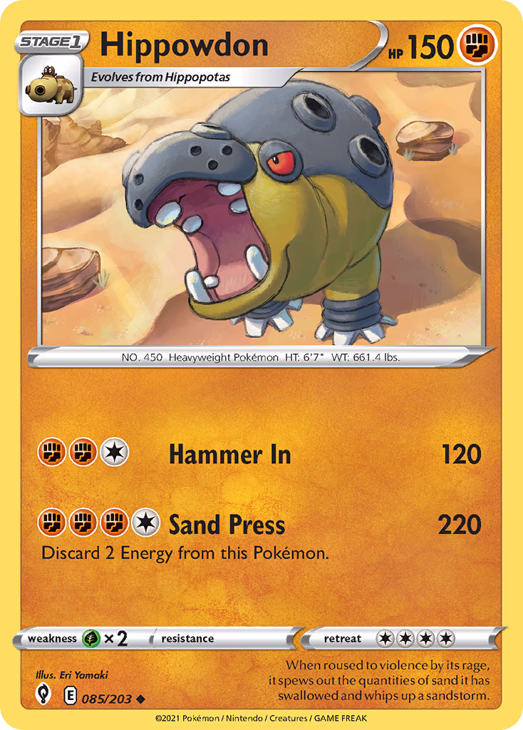 Hippowdon Pokemon card (085/203, Evolving Skies)