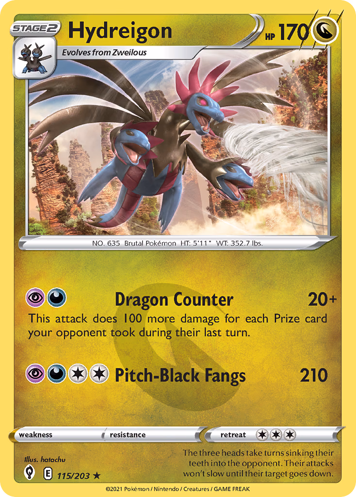 Hydreigon Pokemon card (115/203, Evolving Skies)