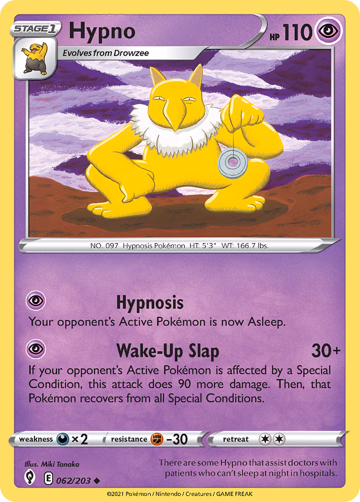 Hypno Pokemon card (062/203, Evolving Skies)