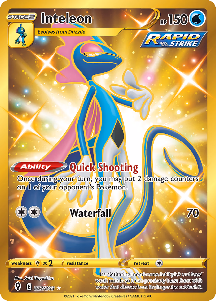 Inteleon Pokemon card (227/203, Evolving Skies)