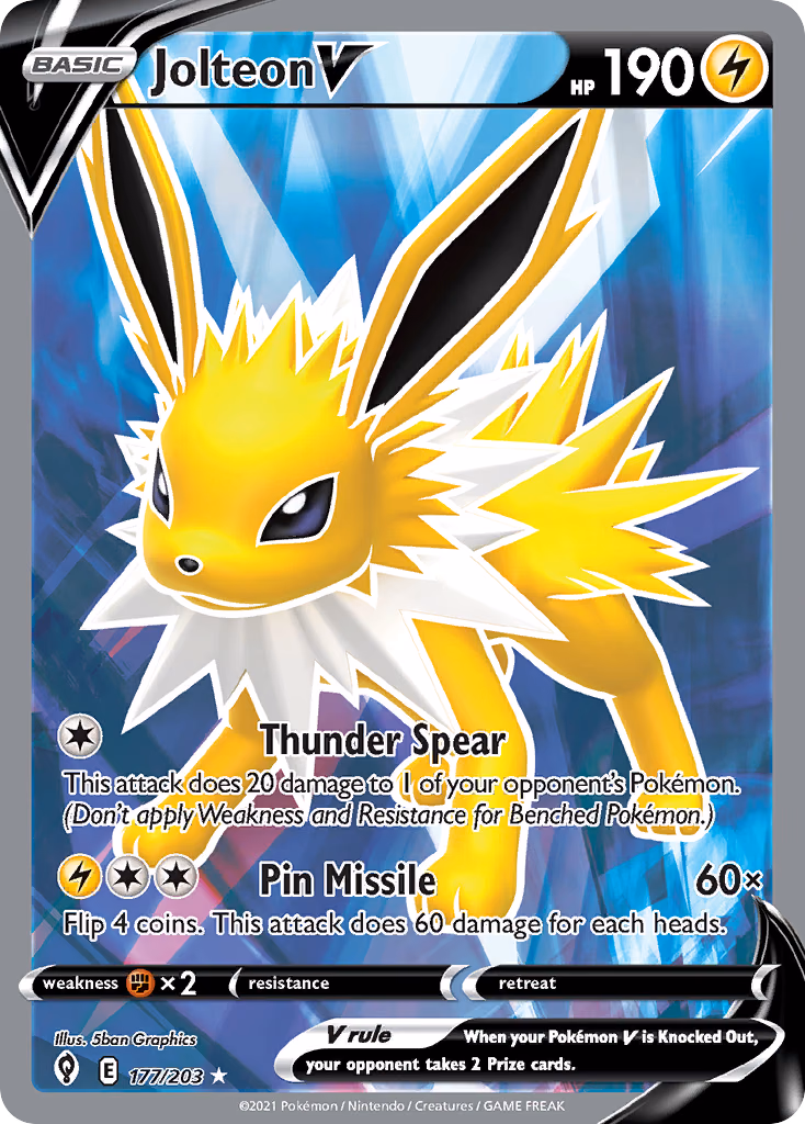 Jolteon V Pokemon card (177/203, Evolving Skies)