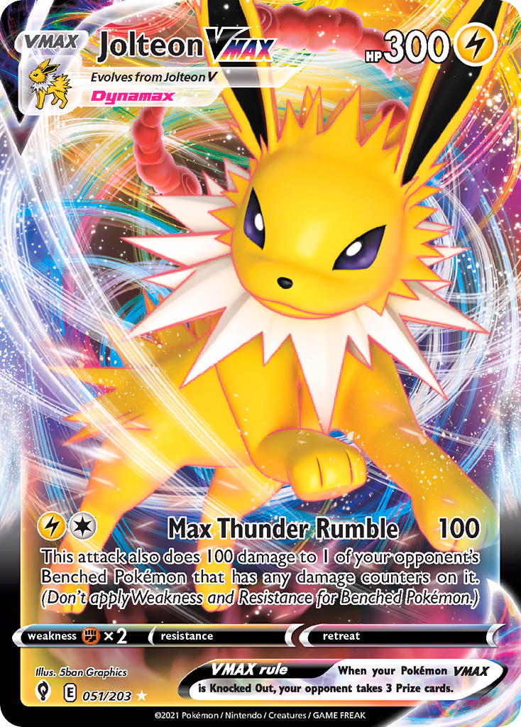 Jolteon VMAX Pokemon card (051/203, Evolving Skies)