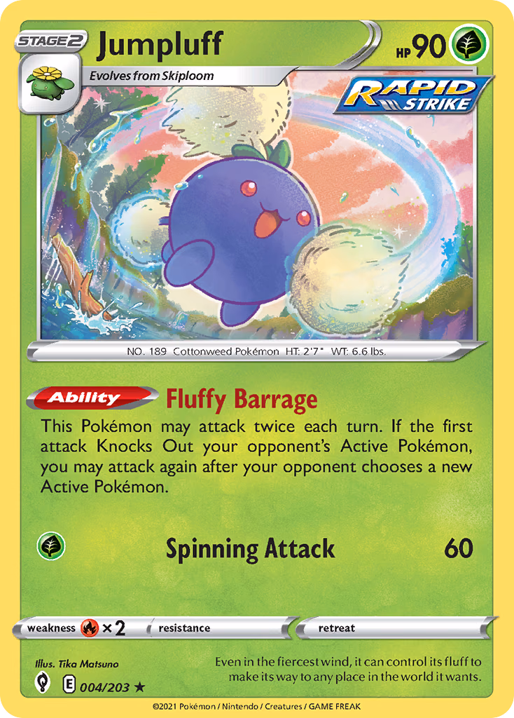 Jumpluff Pokemon card (004/203, Evolving Skies)