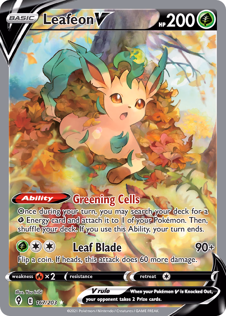 Leafeon V Pokemon card (167/203, Evolving Skies)