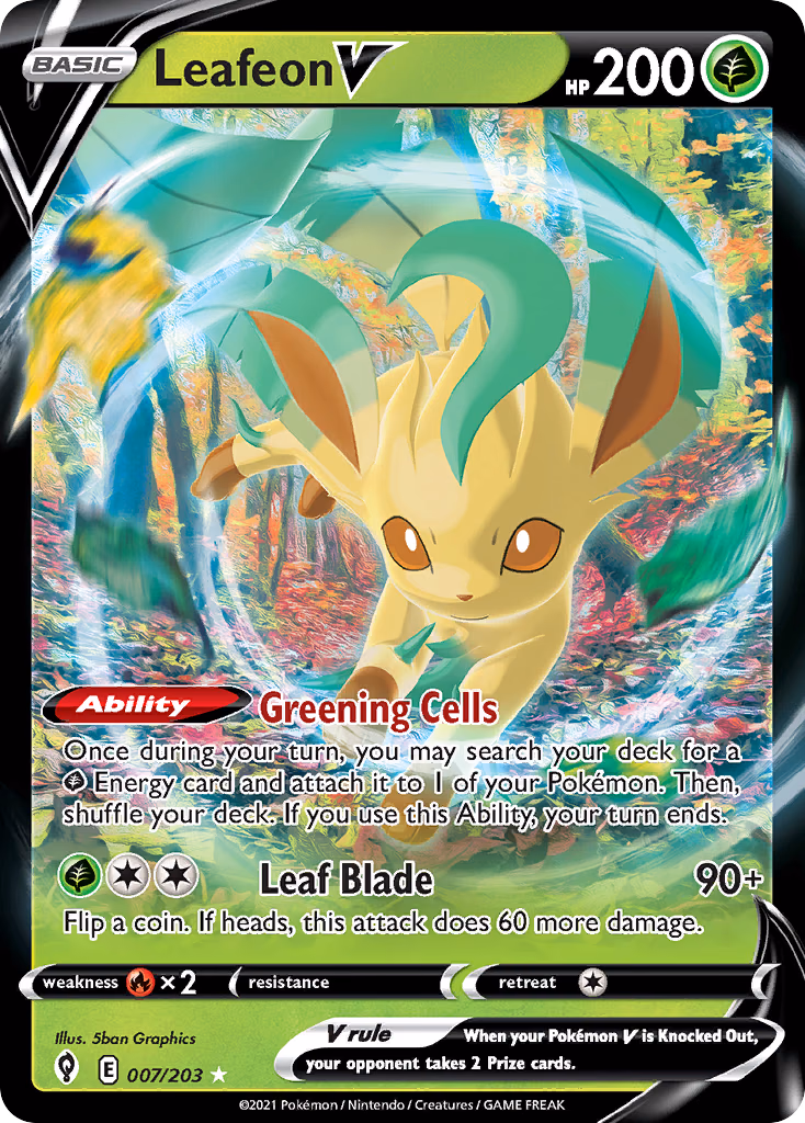 Leafeon V Pokemon card (007/203, Evolving Skies)