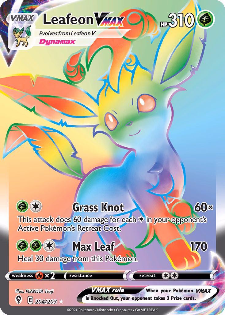 Leafeon VMAX Pokemon card (204/203, Evolving Skies)