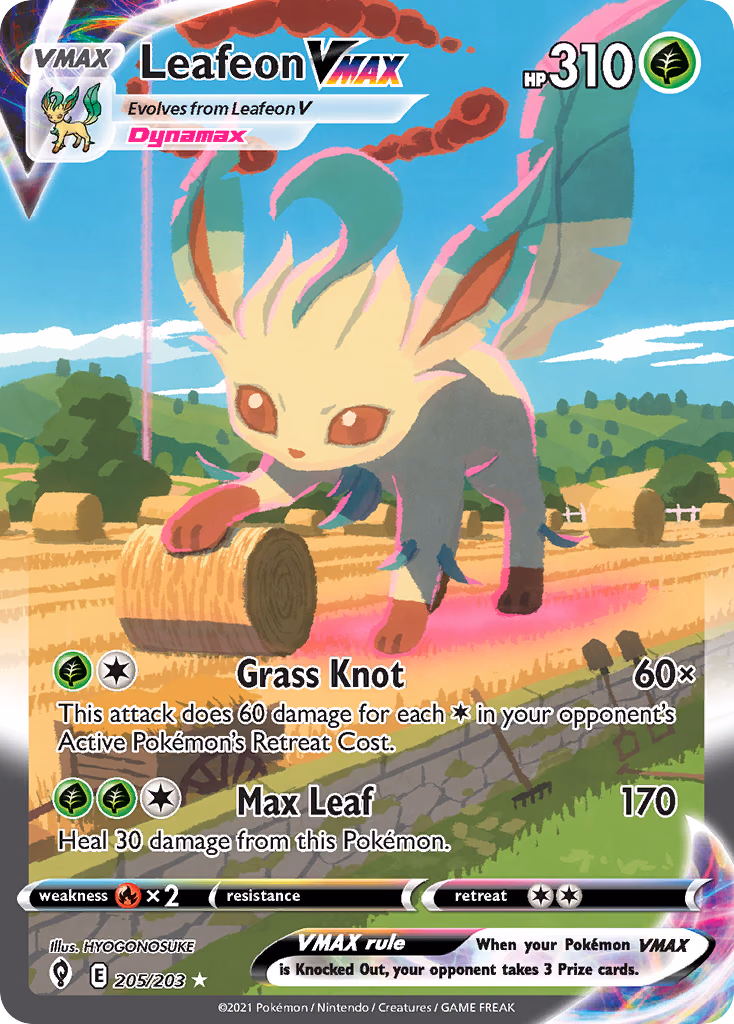 Leafeon VMAX Pokemon card (205/203, Evolving Skies)