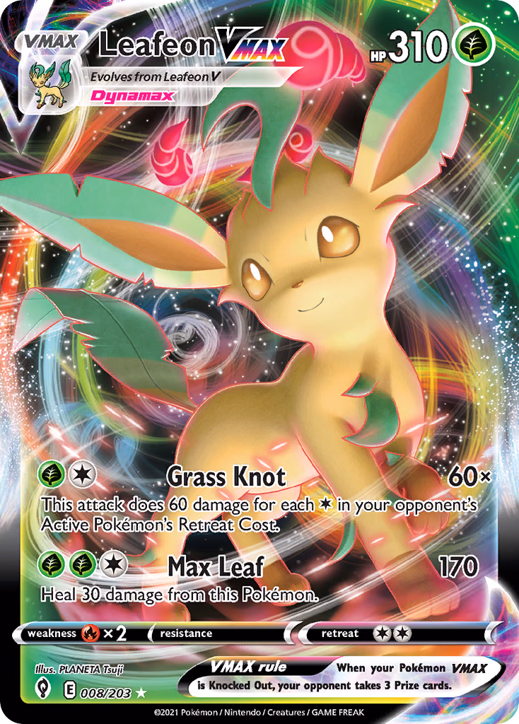 Leafeon VMAX Pokemon card (008/203, Evolving Skies)