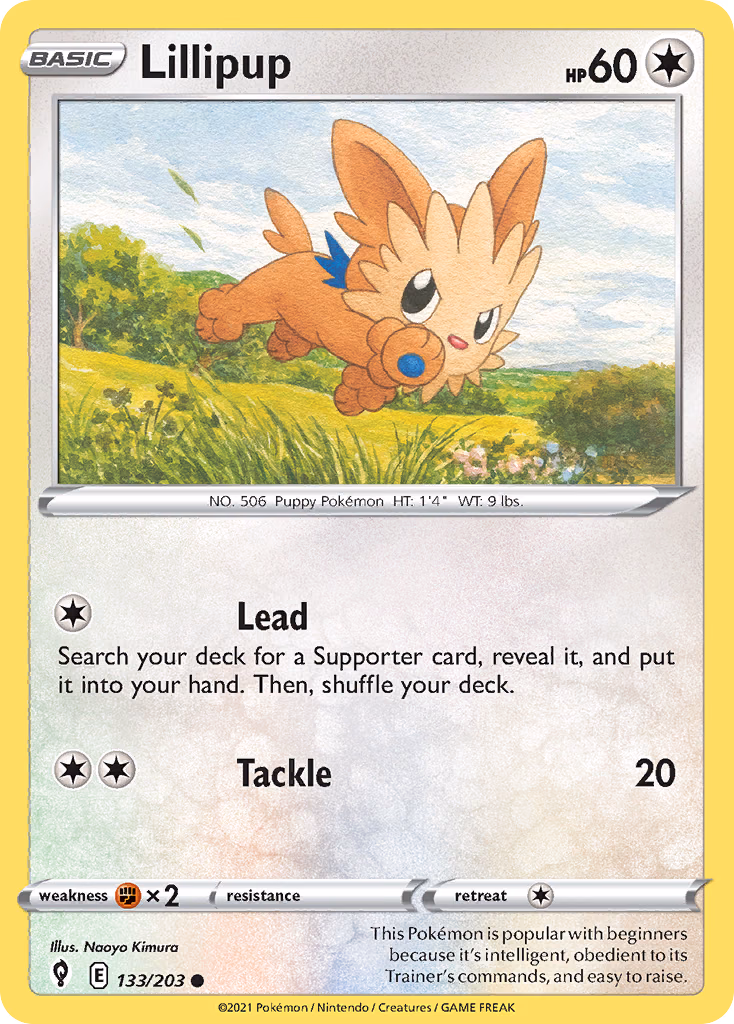 Lillipup Pokemon card (133/203, Evolving Skies)