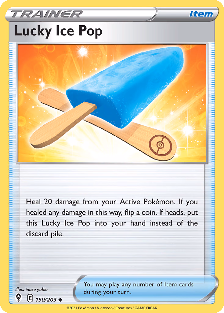 Lucky Ice Pop Pokemon card (150/203, Evolving Skies)
