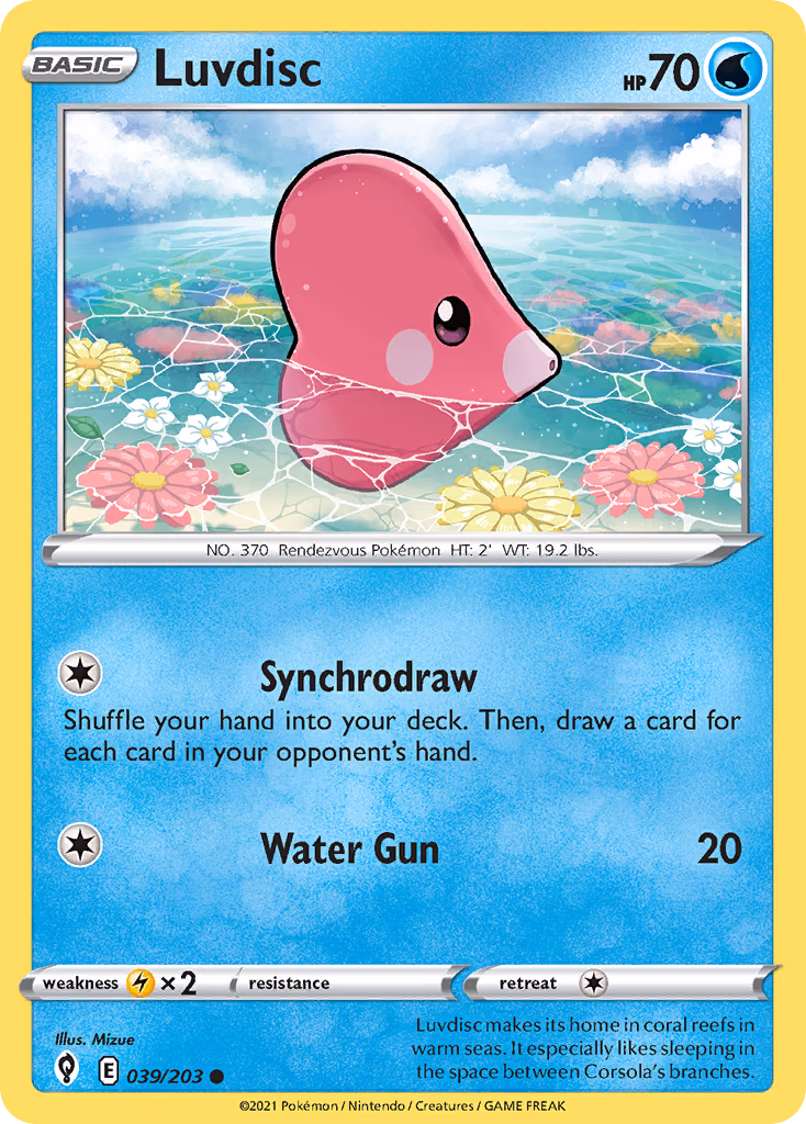 Luvdisc Pokemon card (039/203, Evolving Skies)