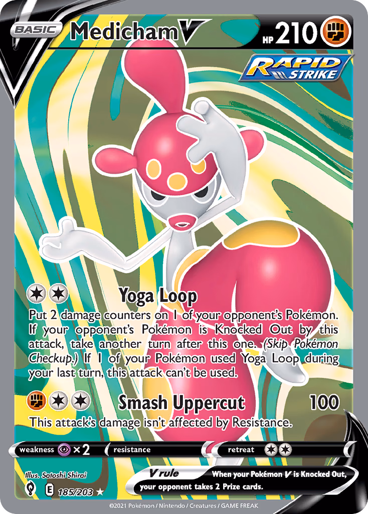 Medicham V Pokemon card (185/203, Evolving Skies)