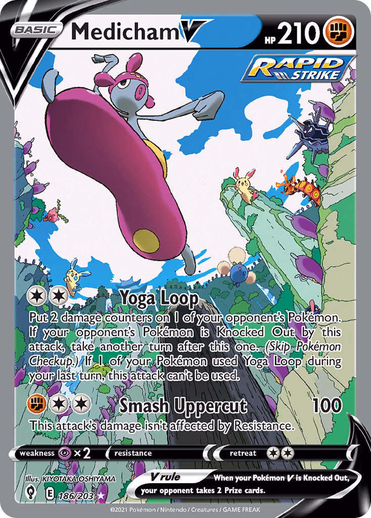 Medicham V Pokemon card (186/203, Evolving Skies)