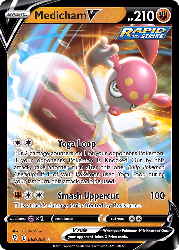 Medicham V Pokemon card (083/203, Evolving Skies)