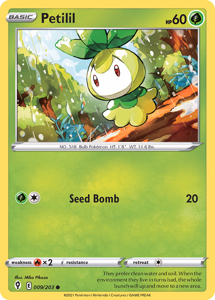 Petilil Pokemon card (009/203, Evolving Skies)