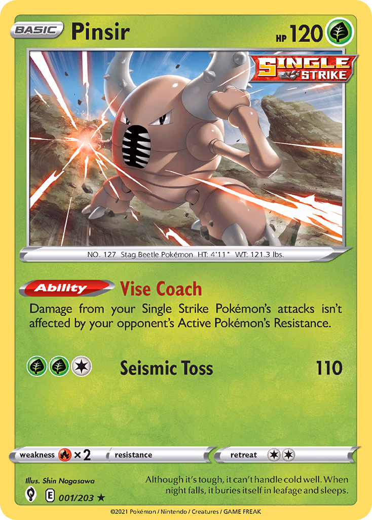 Pinsir Pokemon card (001/203, Evolving Skies)