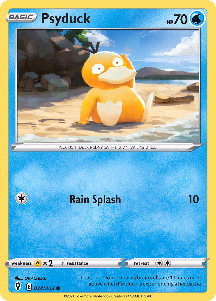Psyduck Pokemon card (024/203, Evolving Skies)