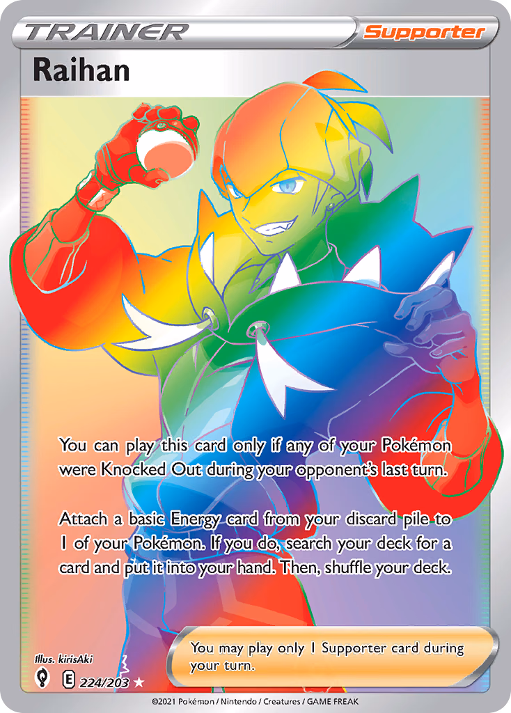 Raihan Pokemon card (224/203, Evolving Skies)
