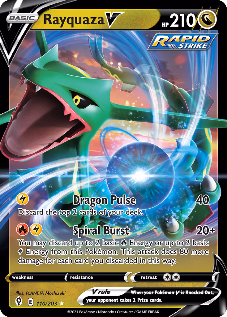Rayquaza V Pokemon card (110/203, Evolving Skies)