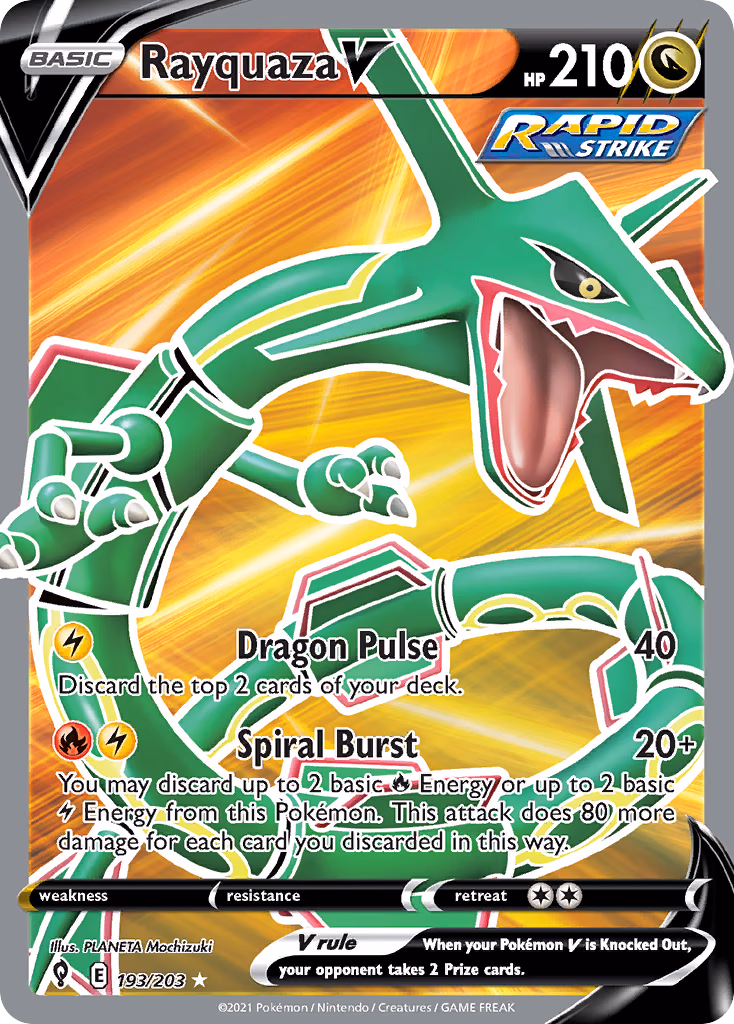 Rayquaza V Pokemon card (193/203, Evolving Skies)