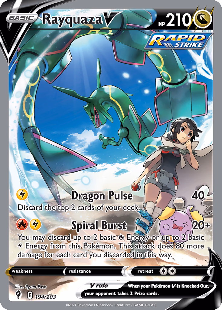 Rayquaza V Pokemon card (194/203, Evolving Skies)